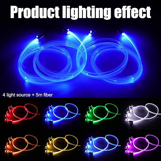 64 Colors Car Ambient Lighting Fiber Optic APP Control Multicoloured Music Car Atmosphere Decorative Lighting Kit 1W DC 12V-24V 5m