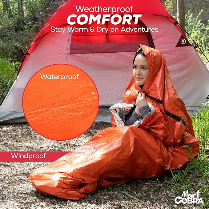 Emergency Sleeping Bag for Survival Gear and Supplies Life Bivy Sack Waterproof Mylar Emergency Blankets for Survival Kit Car Camping Gear Hiking Tac Bivvy Go Bags Supplies Sleep Sacks Shelter