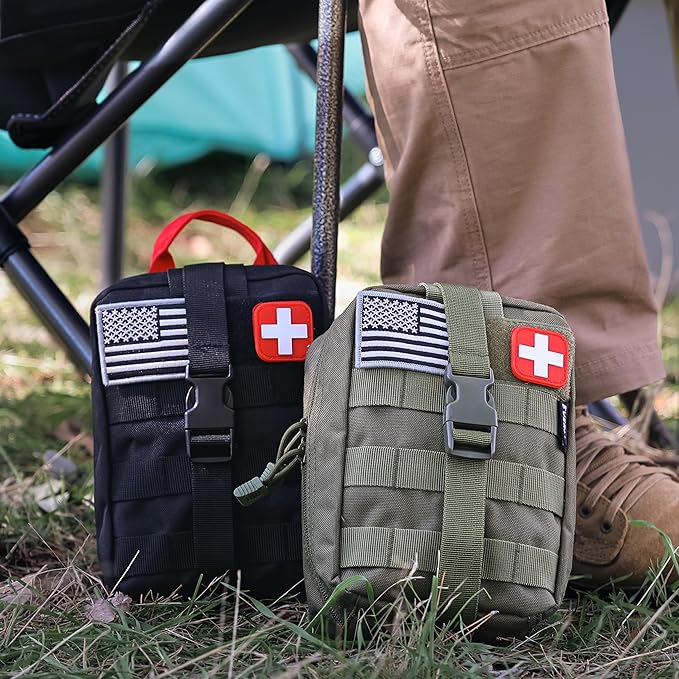 EVERLIT Emergency Trauma Kit, CAT GEN-7 Tourniquet 36" Splint, Military Combat Tactical IFAK for First Aid Response, Critical Wounds, Severe Bleeding Control (Black)