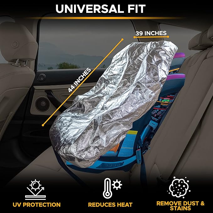 EcoNour Baby Car Seat Sun Shade Cover | Infant Carseat Heat Protector Keeps Toddler Seat at a Cool Temperature | Reflective car seat Sunshade Blocks Out Heat | Baby Travel Accessories