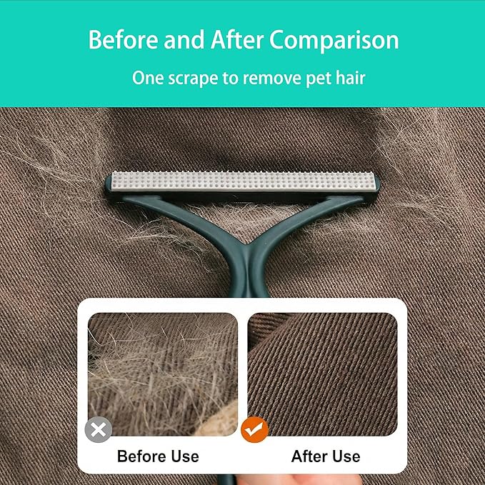 Carpet Rake for Pet Hair Removal, 30-51" Adjustable Stainless Steel Handle Rubber Broom with Squeegee, Reusable Cat & Dog Hair Remover Tool Set for Rugs, Hardwood Floors, Mats, Couch, Car