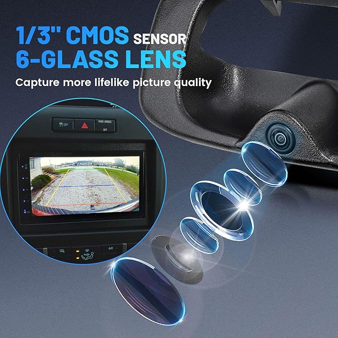 EWAY Tailgate Handle Backup Camera for 1999-2006 Chevy Silverado GMC Sierra 1500 2500 3500 HD Classic Tailgate Reversing Rear View Back Up Camera RCA Plug, Replaces# 15228539, GM1915105, GM1916102
