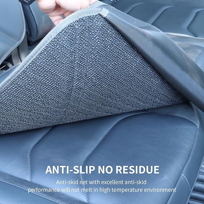 Car Seat Protector Leather Waterproof Child Safety Seat Protector Cover with Thick Pad and 2 Large Pockets Durable Kick Mat for All Auto Seat (Deep Gray)