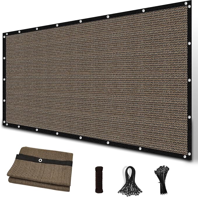 Amagenix 90% Sun Shade Cloth with Grommets, 3' x 16' Pergola Replacement Shade Cover Canopy Privacy Screen for Outdoor Patio Garden, Mocha (We Customized)