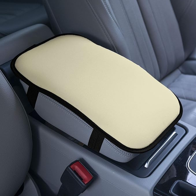 FH Group Neosupreme Beige Flat Pattern Center Console Pad – Water-Resistant Armrest Cover Protector for Cars, SUVs & Trucks
