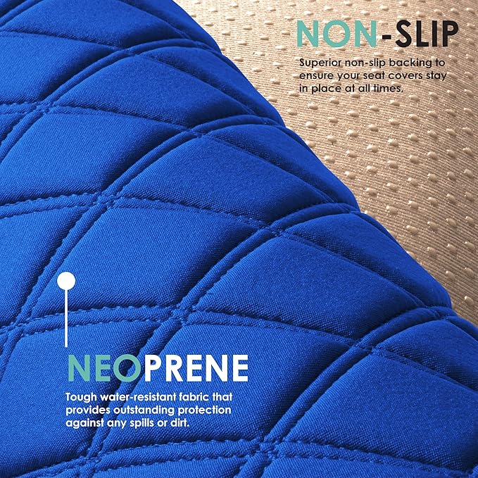 FH Group Car Seat Cushion Neosupreme Automotive Seat Cushions - Universal Fit, Rear Car Seat Cushion, Car Seat Cushions With Non-slip Silicone Backing for SUV, Sedan, Van Rear Set Blue