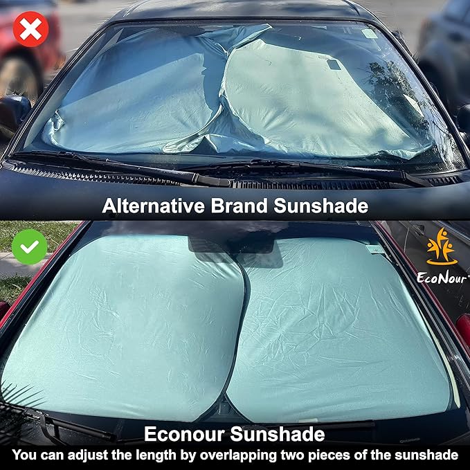 EcoNour Car Windshield Sun Shade Foldable, 2 Piece Car Sunshades Reflect UV Rays and Heat, Front Windshield Sunshade for Car Window and Interior Protection, Medium 31 x 28 Inches