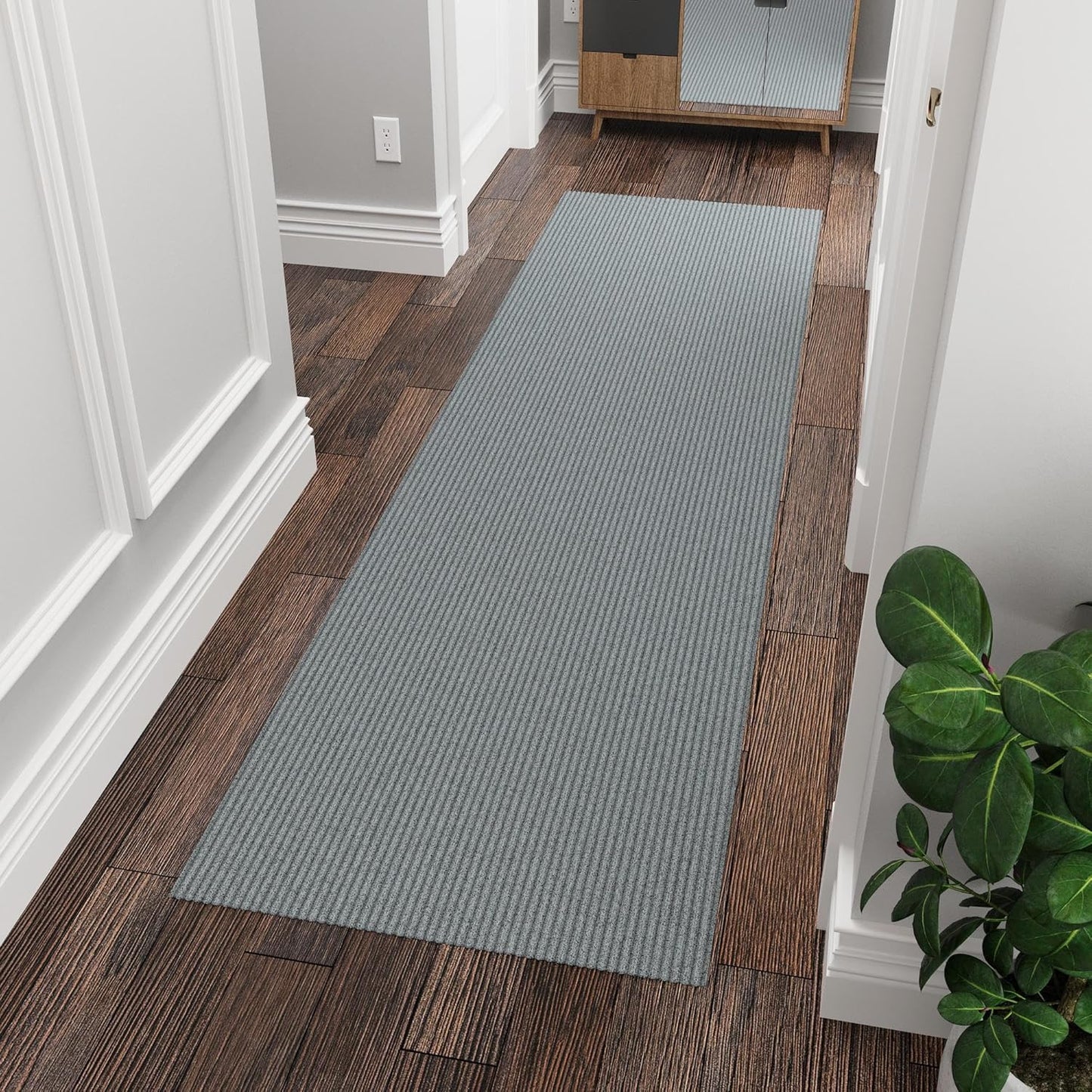Ottomanson 2' x 6' Hallway Runner with Scraper Pile - Extra Durable Non-Slip Rug Mat for Indoor & Outdoor Use - Ideal for Kitchen, Entryway, Patio & Garage - High-Traffic Carpet, Gray