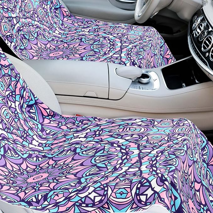 2 Pack Car Seat Towel Covers with Storage Bag 63 x 32 Inch Athletic Running Towel Seat Sweat Washable Non Slip Cover Gift for Car Outdoor Sport Activities (Retro Kaleidoscope)