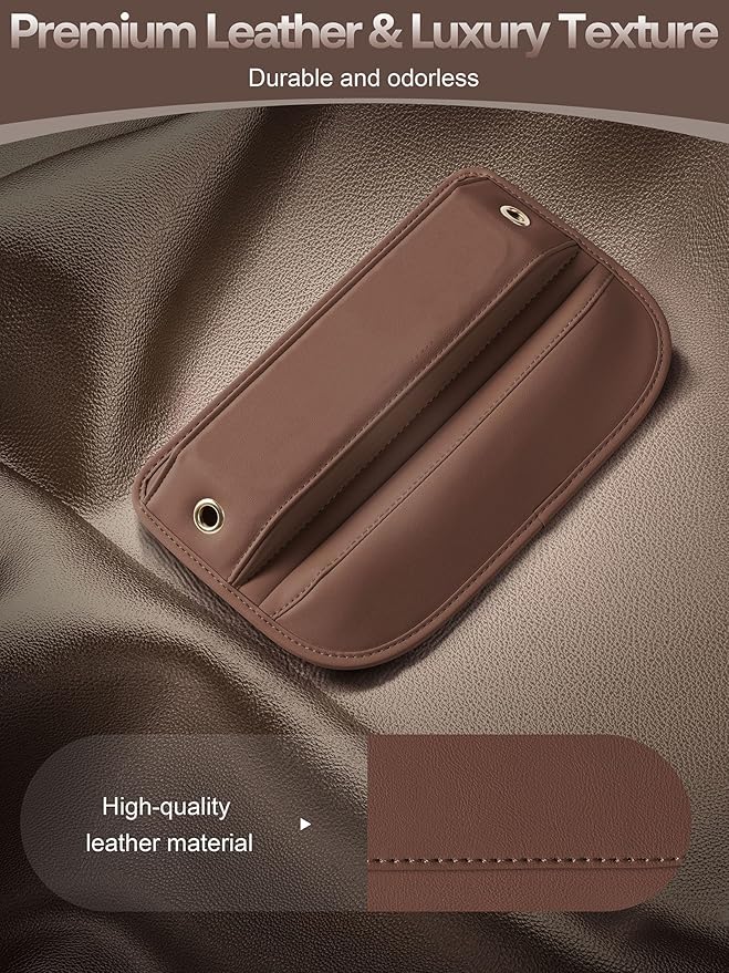 Premium Leather Car Seat Gap Filler Organizer (0.2”-1.2" Gaps), Clever Gifts for Car SUV Truck Owners (Brown, 1 Pack)