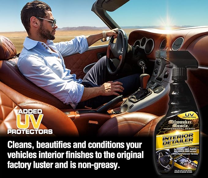 Auto Car Interior Cleaner Detailer Spray - 24 Fl Oz - For Cars, Bikes, Boats - Cleaner and Conditioner For Leather, Vinyl, Plastics, Screens - Upholstery Protectant Detailing Spray