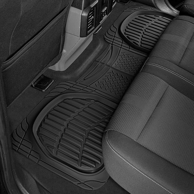 Motor Trend FlexTough™ Deep Dish Contours Rubber Car Floor Mats with Trunk Mat Cargo Liner, Front & Rear Combo Set fits Most Car SUV Van Coupe Sedan, Heavy Duty All Weather Trim to Fit