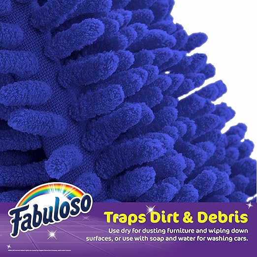 Fabuloso Microfiber Cleaning Mitt Glove, Lint-Free Scratch-Free Dusting and Washing for Furniture, Blinds, Baseboards, Shelves and Car Interior, One Size Fits All, Blue, 1 Count