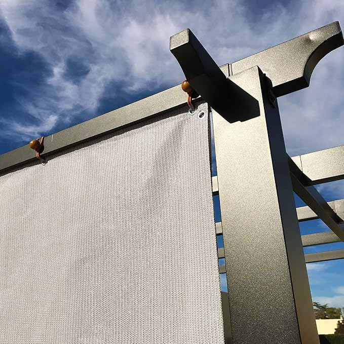 Alion Home Sun Shade Privacy Panel with Grommets and Hems on 4 Sides for Patio, Awning, Window, Pergola or Gazebo - Smoke Tan (8' x 10')