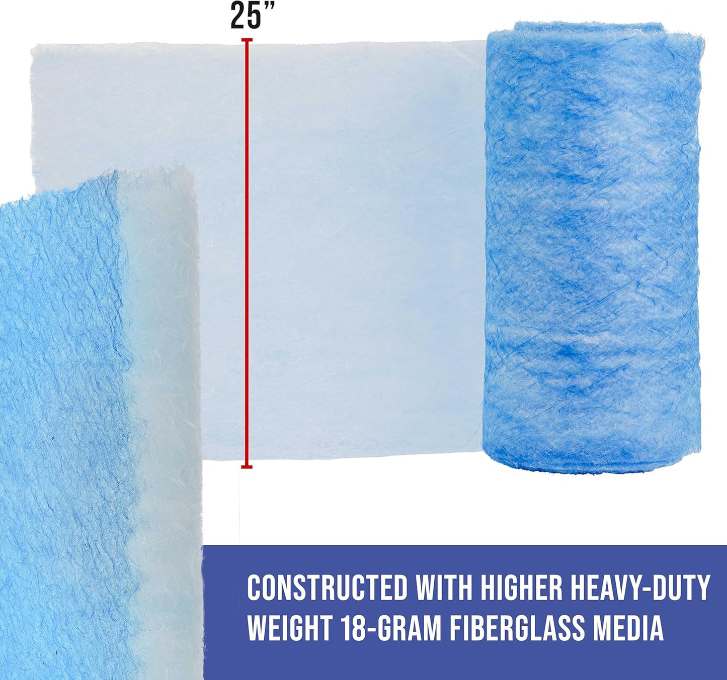 Master Airbrush Elite Paint Spray Booth Exhaust Filter Roll 25" x 100' - 18 Gram Heavy-Duty Fiberglass Paint Arrestor for Filtering Overspray Particles in Auto Body Shops & Refinish Booths