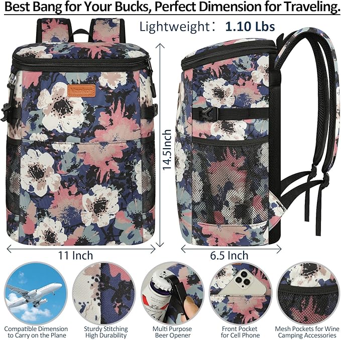 Camping Cooler Backpack 30 45 Cans, Soft Backpack Coolers Insulated Leak Proof Travel Cooler Bag Waterproof Lunch Picnic Beach Work Trip Thermal Bag Drink Beverage Beer Bag Cooler