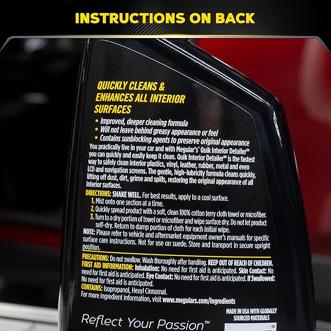 Meguiar's Quik Interior Detailer Cleaner - 24 Oz Spray Bottle