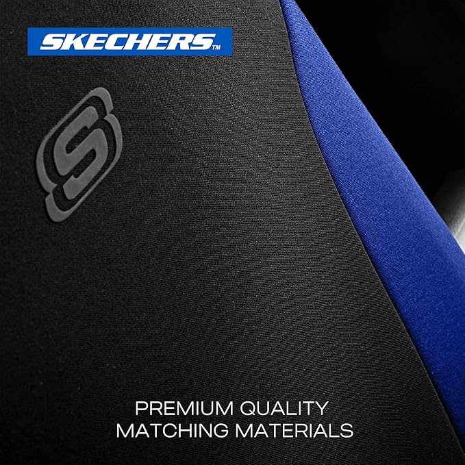 Skechers Seat Covers, Premium Breathable Polyester Car Seat Covers, Car Seat Covers Front Seats Airbag Compatible, Automotive Comfort for Most Cars, Vans, Trucks, SUVs (Two Front, Blue)