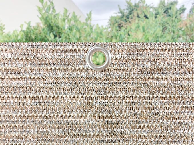 Sun Shade Privacy Panel with Grommets on 4 Sides for Patio, Awning, Window Cover, Pergola or Gazebo (Banha Beige, 10' x 10')