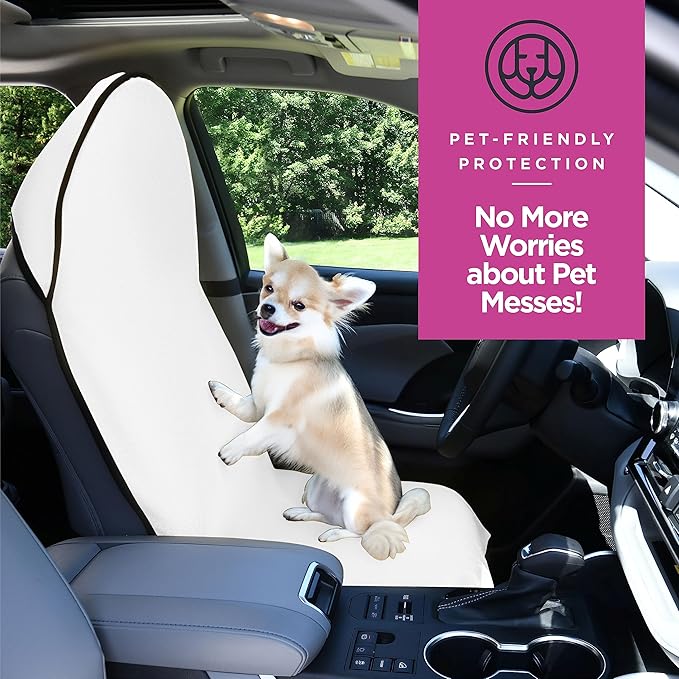 lebogner Waterproof Sweating Car Seat Cover for Post Gym Workout, Running, Swimming, Beach and Hiking, Universal Fit Anti-Slip Bucket Seat Protector for Cars, SUVs and Trucks, Machine Washable, White
