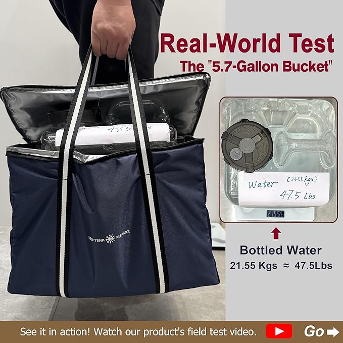 Insulated Food Delivery Bag, Large Durable Reusable Shopping Grocery Bag with Zipper – Foldable Thermal Cooler Bag for Hot & Cold Food, Pizza Delivery & Catering