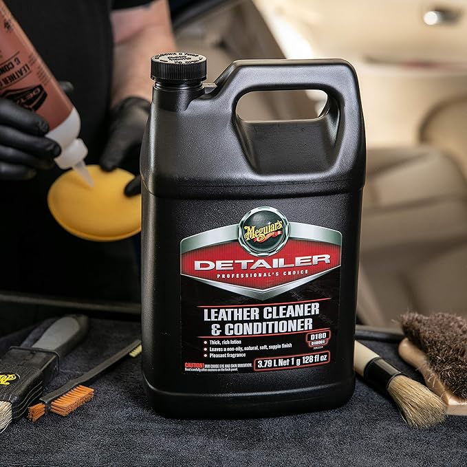 Meguiar's Professional Leather Cleaner & Conditioner D18001-1 Gallon Leather Cleaner & Conditioner Specifically Formulated for Automotive Interior Care, Delivers Professional Results, 128 Oz
