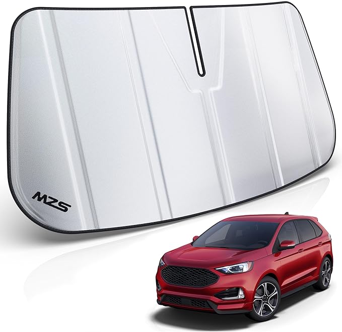 MZS Windshield Sun Shade Compatible with Edge 2015-2024, Foldable SUV Front Window Sunshade with Storage Pouch, Sun Visor Shield for Interior Protector