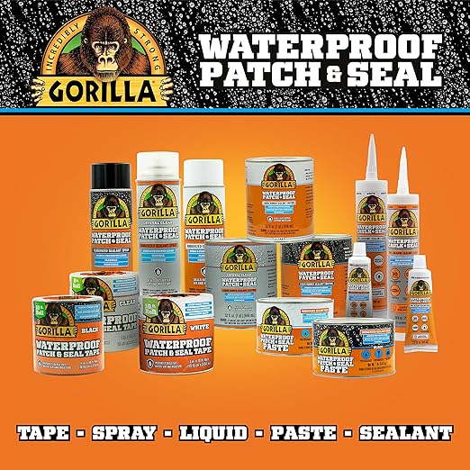 Gorilla Patch & Seal Liquid Rubber Waterproof Sealant, White, 32 Ounce (Pack of 1) - Seals Out Water, Air, and Moisture