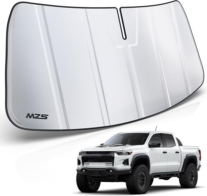 MZS Windshield Sun Shade Compatible with Colorado 2023-2026 / Canyon 2023-2026, Foldable Car Front Window Sunshade with Storage Pouch, Sun Visor Shield Accessories for Interior Protector