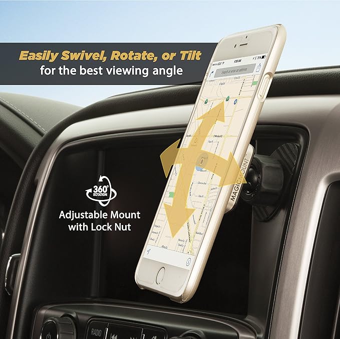 Scosche MPD-XTPP1 Magnetic MagicMount Pro Phone Mount for Car, Automotive-Grade Adhesive, 360 Degree View Rotation, Black/Silver