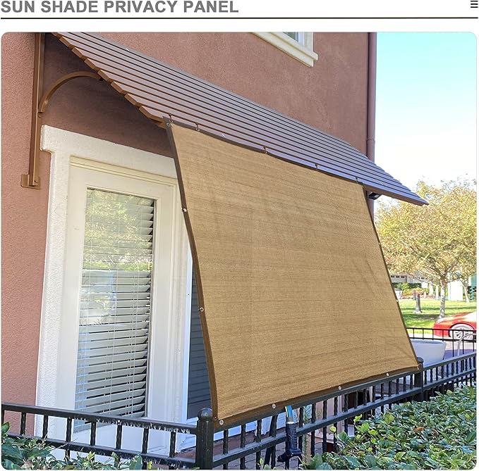 Sun Shade Privacy Panel with Grommets on 4 Sides for Patio, Awning, Window Cover, Pergola or Gazebo (Walnut, 10' x 8')