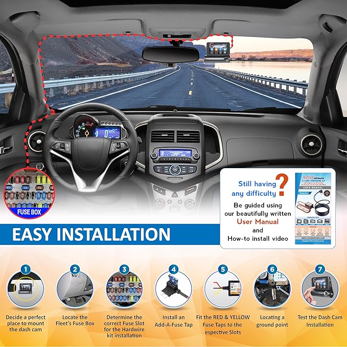 ROVE Ultimate Dash Cam Hardwire Kit with USB-C Port for R2-4K, R2-4K PRO, R2-4K Dual, R2-4K Dual PRO, and R3 Dash Camera Models, 24Hr Parking Monitoring Kit with Low Voltage Protection