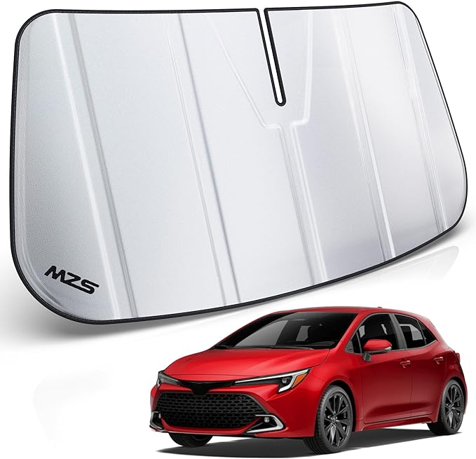 MZS Windshield Sun Shade Compatible with Corolla Cross 2022-2026, Foldable Car Front Window Sunshade with Storage Pouch, Sun Visor Shield Accessories for Interior Protector