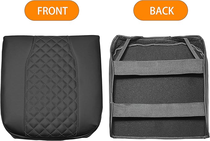 1.2in Thickness Center Console Cover for Chevy Silverado/GMC Sierra 1500 Accessories 2019-2025 2026, Tahoe & Suburban & Yukon 2021-2026 Armrest Cover Leather Cushion Protector Pad Bucket Seat (Black)