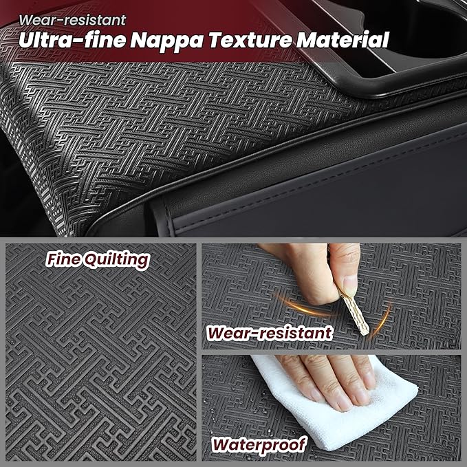 Car Middle Center Console Cover with Cup Holder for Long Driving,Car Armrest Storage Box with 2 Cup Holders for SUV,Truck-2.95in Height-Lifts Arms to Relax Muscles, Scratch-Resistant