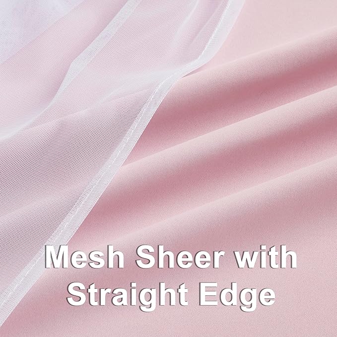 Bujasso Pink Blackout Curtains with Sheer Overlay Mix and Match Double Layer 80% Room Darkening Window Treatment Set for Girls Bedroom Living Room Pink Drapes with Tiebacks Grommet Top 37" Wx84 Lx2