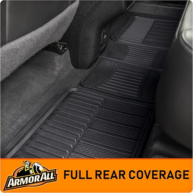 Armor All 5-Piece Weather Defender Floor Mats, Trim-to-Fit for Cars, Trucks, SUVs — Black