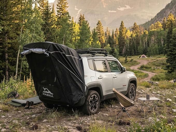 Hasika SUV Tailgate Tent - Universal Car Camping Awning, 3000mm Waterproof & UPF 50+ - Portable Hatchback Tent Privacy Shelter for SUV, CUV, Minivan - Easy Setup Road Trip Essentials Black Small