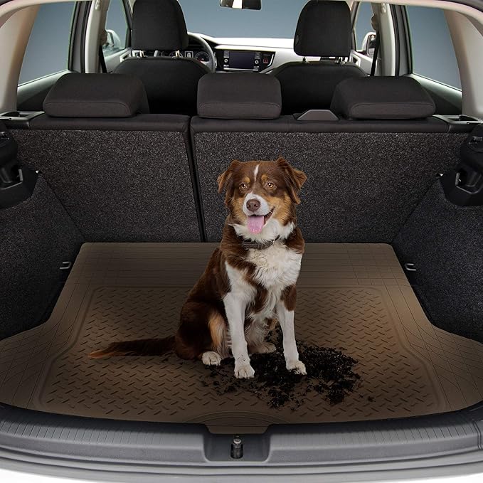 FH Group Trimmable Rubber Floor Mats Full Set - Universal Fit for Cars Trucks and SUVs F11305 + F16400 (Beige)
