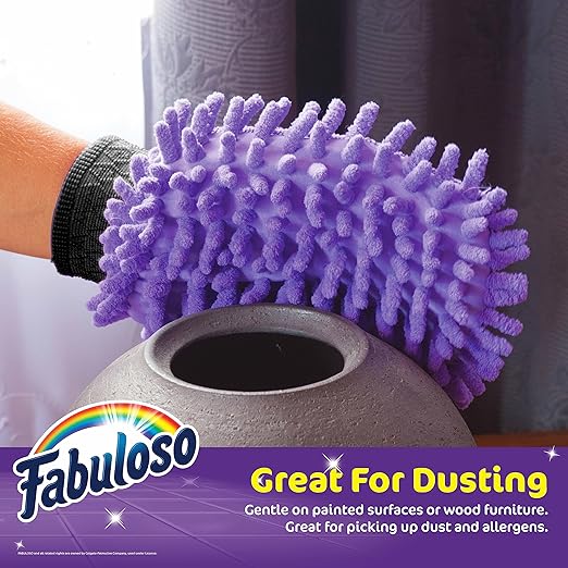 Fabuloso Microfiber Cleaning Mitt Glove, Lint-Free Scratch-Free Dusting and Washing for Furniture, Blinds, Baseboards, Shelves and Car Interior, One Size Fits All, Purple, 1 Count