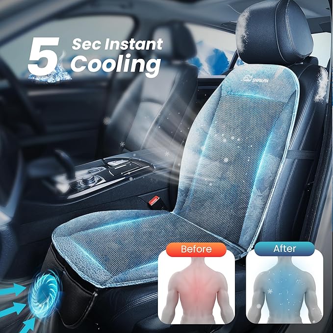 Snailax Car Seat Cooling Pad, Car Seat Cooler, Ventilated AC Seat Covers for Cars, Universal Fit Cool Car Seat, USB Cable Included