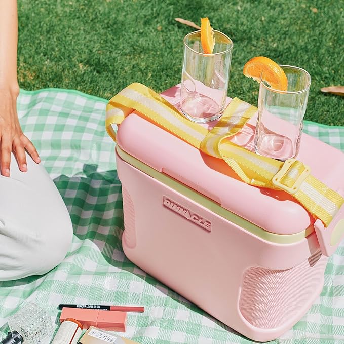 Pinnacle 8.5Qt Mini Cooler – 14 x 7.6 x 10.6In Ice Box with Smart Divider, Locking Lid, Adjustable Shoulder Strap – Insulated Picnic Basket Beach Cooler Bag – 36- Hour Ice Retention – Stylish Colors