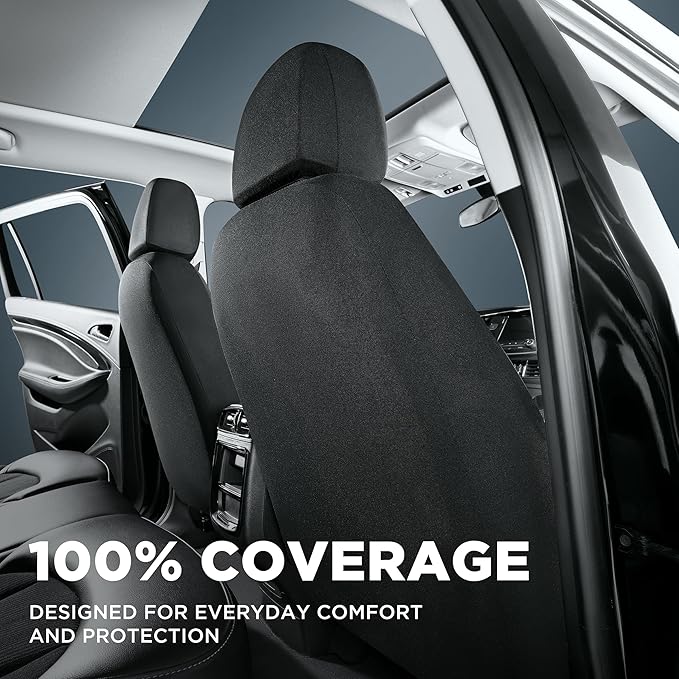 PIC AUTO Car Seat Covers, Premium Leather and Air Mesh Automotive Sports Seat Covers Full Set, Front and Rear Bench, Airbag Compatible Universal Fits Most Cars, SUVs, Trucks and Vans (Black & Beige)