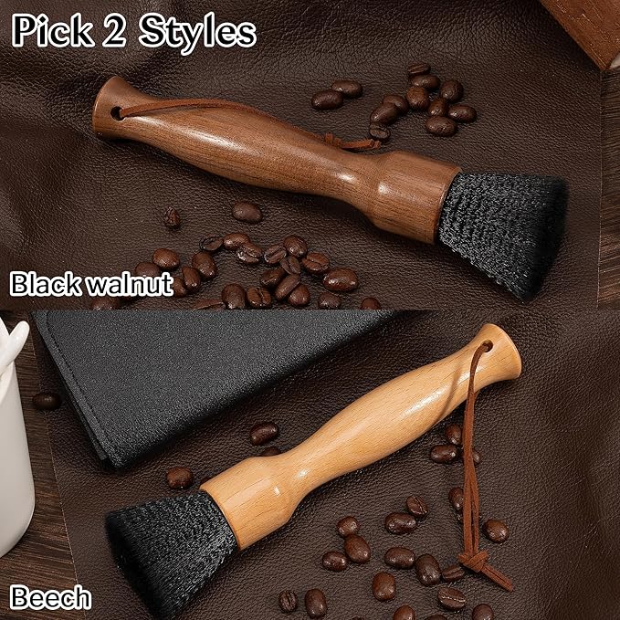 Belongtous Coffee Grinder Cleaning Brush, Fluffy & Soft Bristles Coffee Brush and Walnut Wood Handle, Espresso Machine Brush Cleaner Tool for Barista Home Kitchen