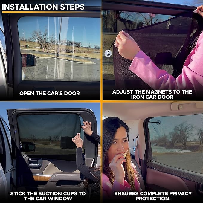 EcoNour Magnetic Car Side Window Sun Shade (1 Pack) | Rear Window Sunshade Covers & Blocks UV Rays | Baby Shades for Side Windows Ensures Privacy Protection | Baby Car Travel Accessories (26"x19")