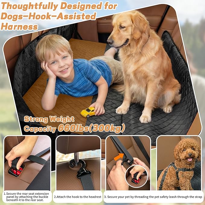 EULANT Truck SUV Dog Seat Cover for Back Seat,Car Rear Seat Mattress Extender Plate,Folding Back Seat Extender for Full Size Truck/F150/RAM1500/Silverado Car/SUV Model Y/3
