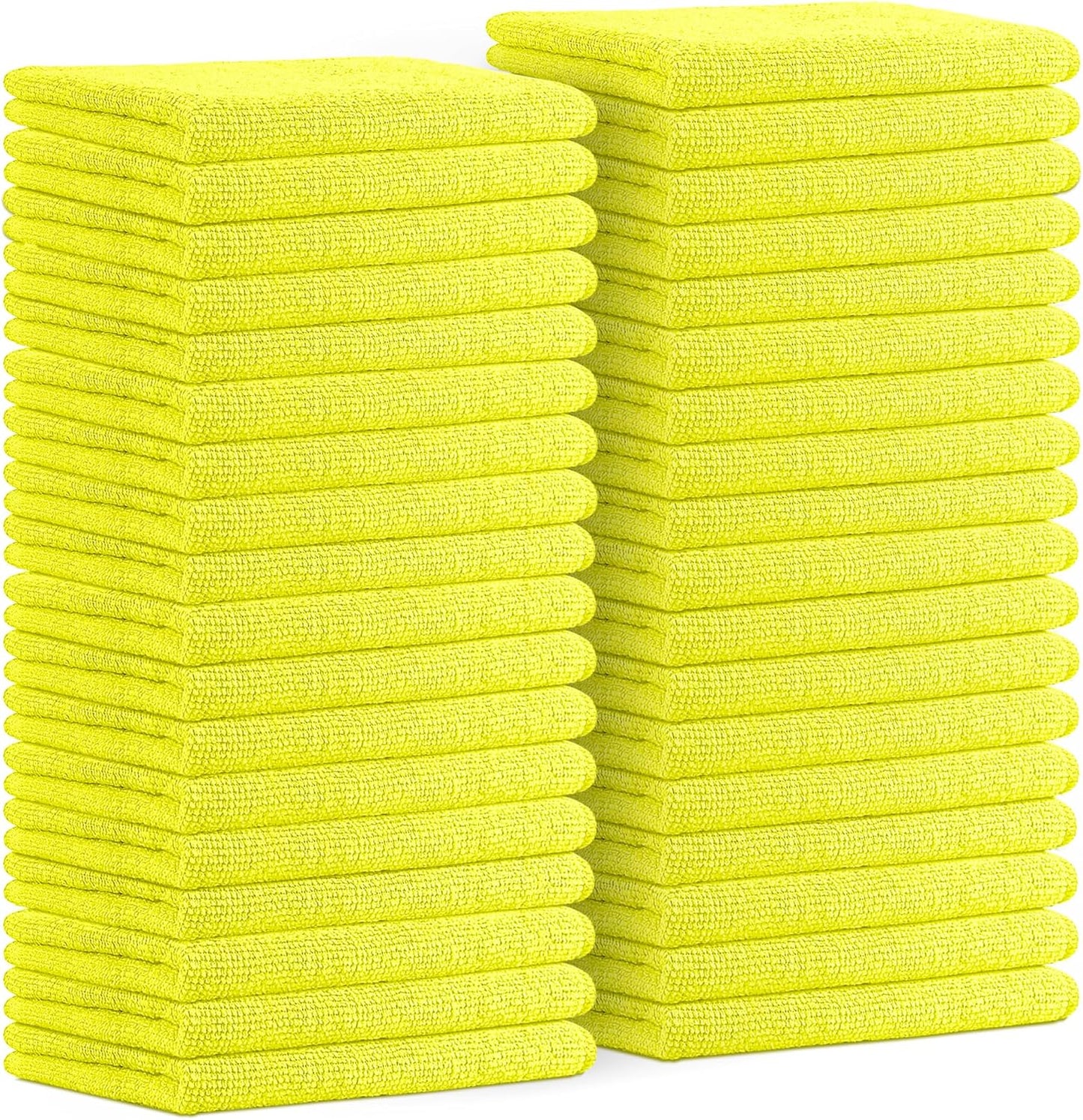 Avalon Towels Microfiber Cleaning Cloths (Value Pack of 36) Size 16" x 16", Highly Absorbent Cleaning Rags, Lint Free Cleaning Towels, Reusable and Washable, Microfiber Towels for Cars (Yellow)