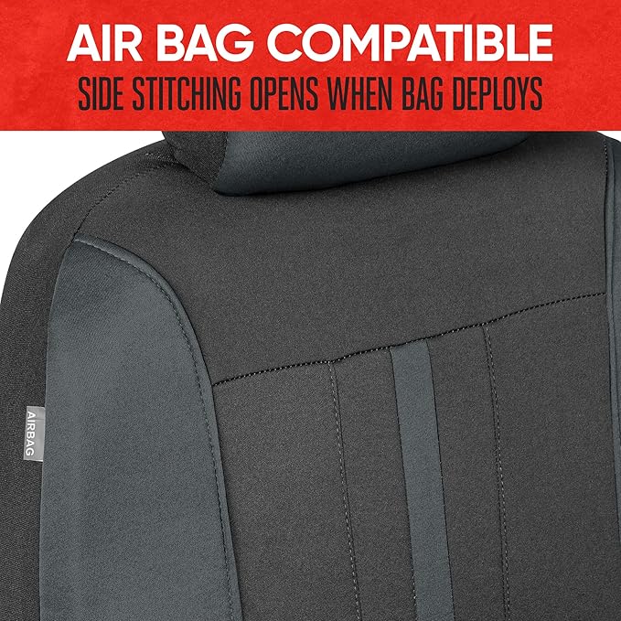 Motor Trend Black & Gray Car Seat Covers Full Set – Front Seat Covers & Rear Bench Seat Cover – Airbag Compatible, 60/40 Split Bench for Smaller Trucks, Cars & SUVs – Automotive Interior Accessories