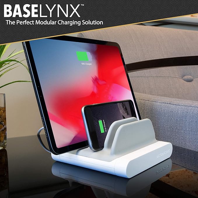 Scosche BLMD BaseLynx Vert Modular Charging Station for PD 3.0, USB-C and USB-A Devices, White