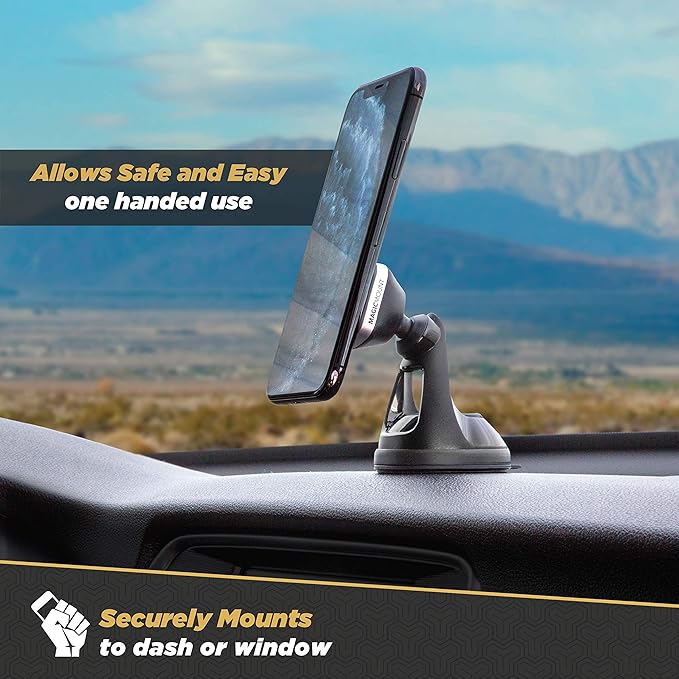 Scosche MM2WDSR-2PKXC0 MagicMount Pro Magnetic Car Phone Holder for iPhone and Android - 2 Pack Magnet Mount - Secure Magnetic Cell Phone Mount for Car Window or Dash - Universal 360° Adjustable Head